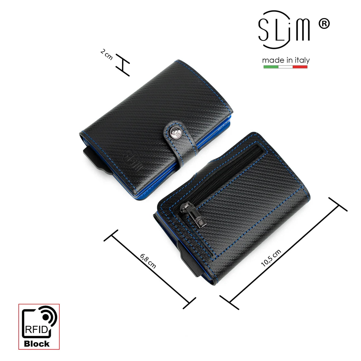 Portafoglio SLIM CARBON NERO&BLU