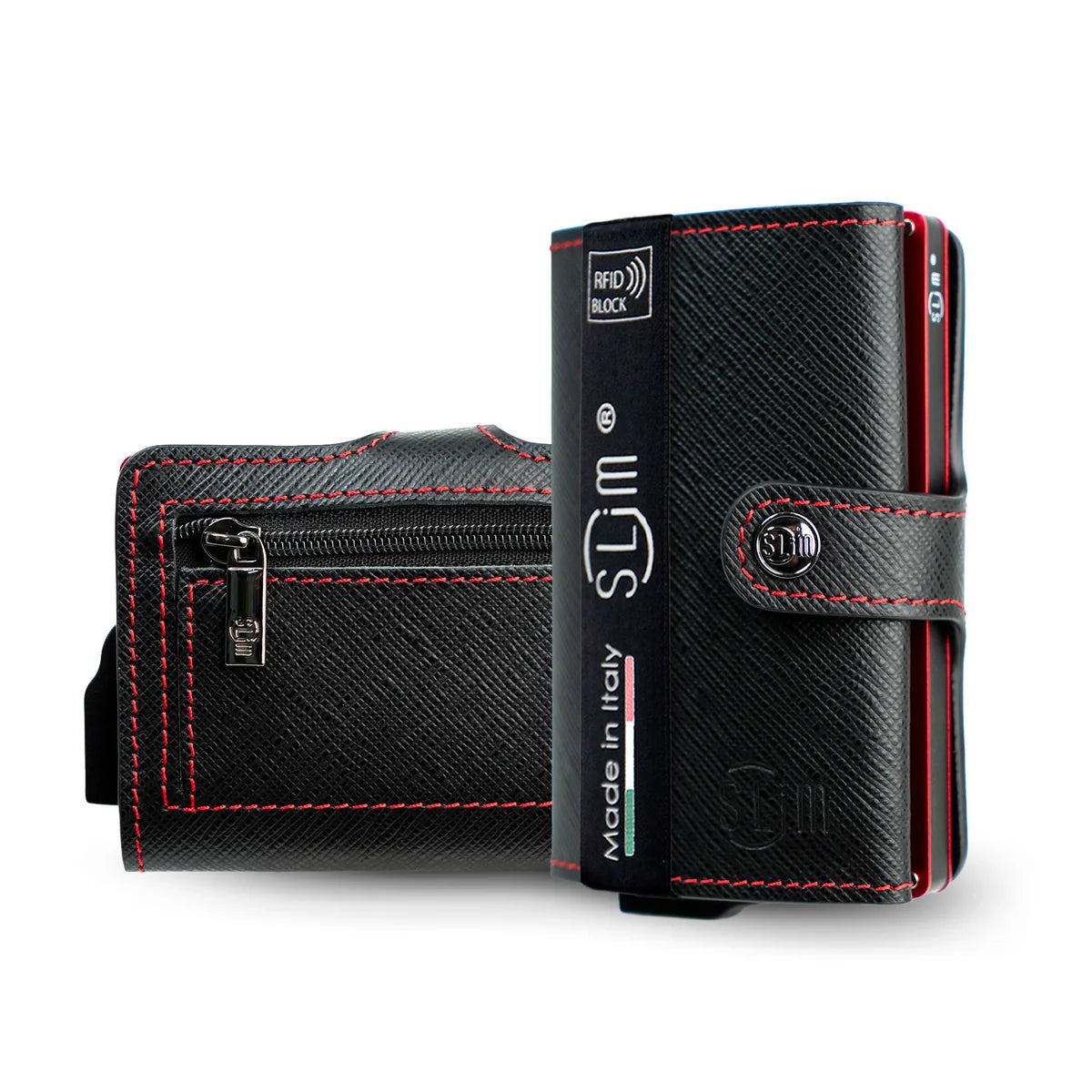 Portafoglio SLIM SAFFIANO NERO&ROSSO