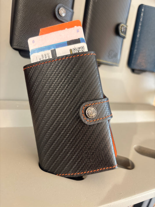 Portafoglio SLIM CARBON NERO&ARANCIONE