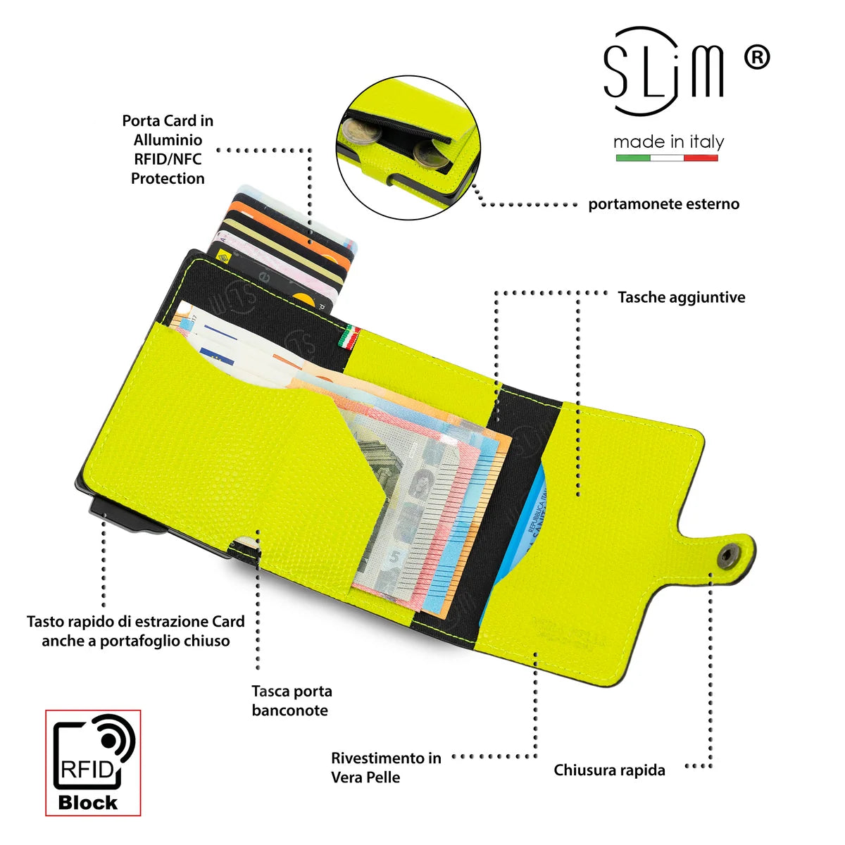 Portafoglio SLIM TEJUS LIME