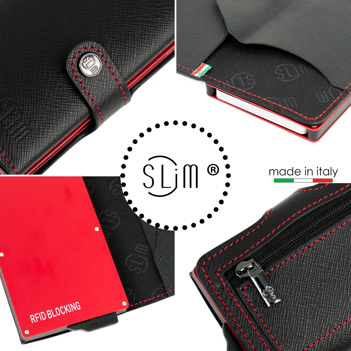 Portafoglio SLIM SAFFIANO NERO&ROSSO