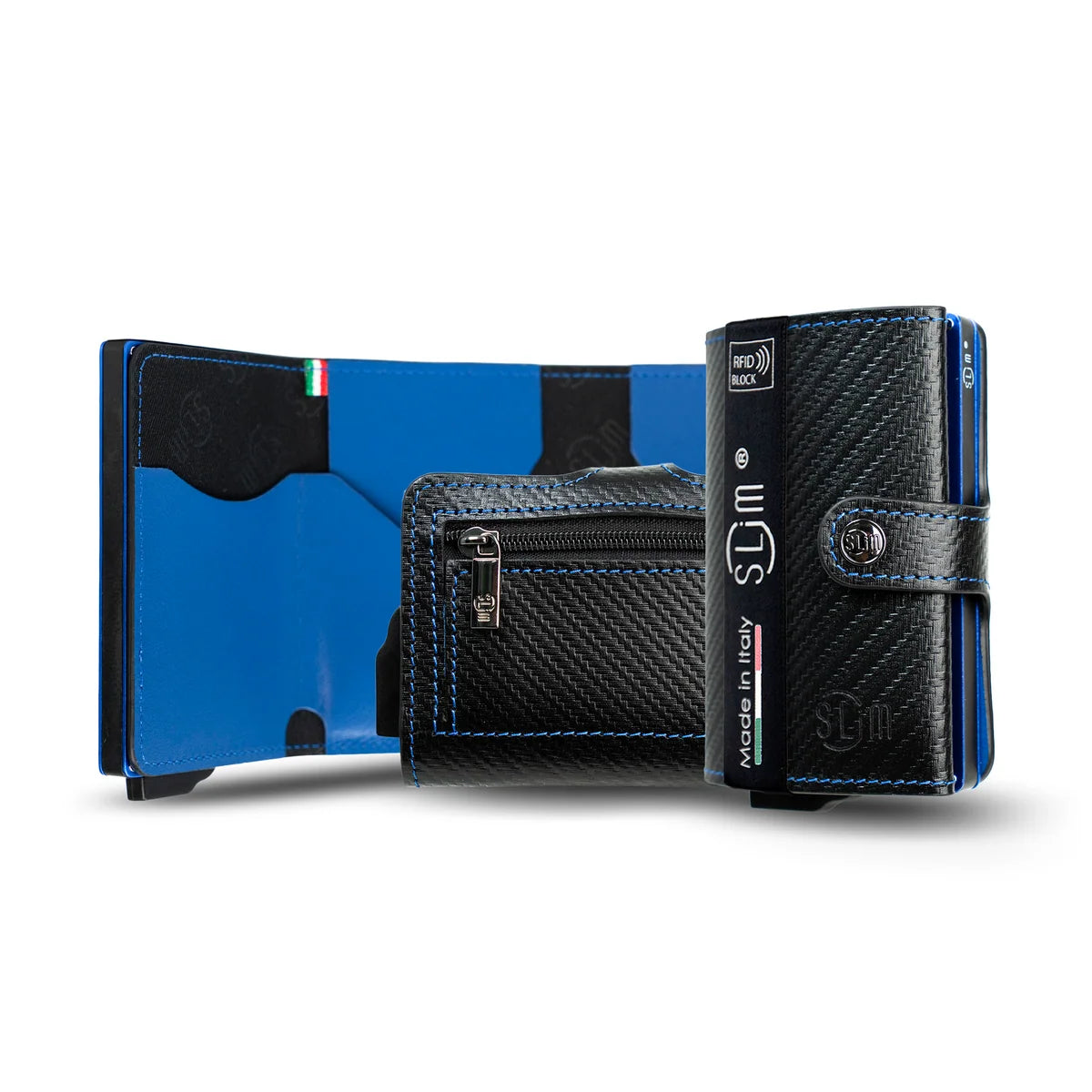 Portafoglio SLIM CARBON NERO&BLU