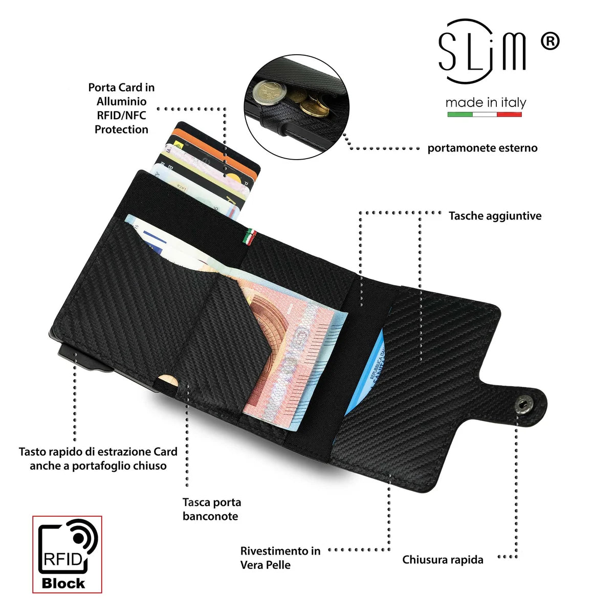 Portafoglio SLIM CARBON NERO