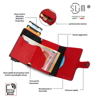 Portafoglio SLIM TEJUS ROSSO