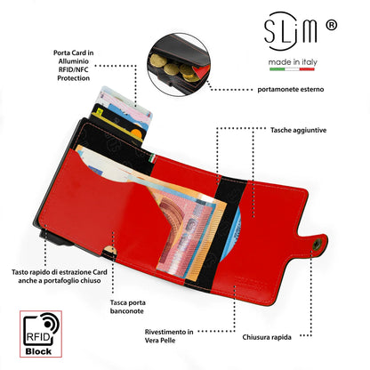 Portafoglio SLIM CARBON NERO&ROSSO