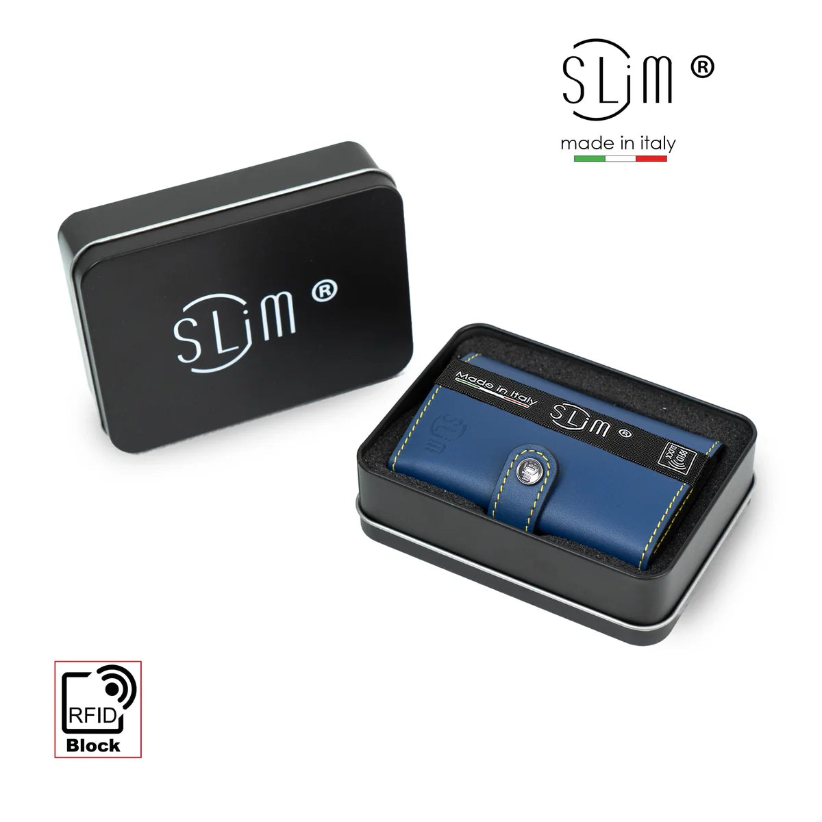 Portafoglio SLIM CARBON NERO&BLU