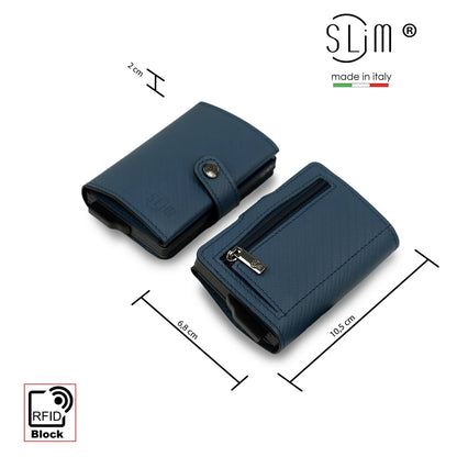 Portafoglio SLIM CARBON BLU