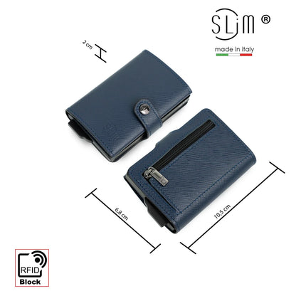 Portafoglio SLIM SAFFIANO BLU