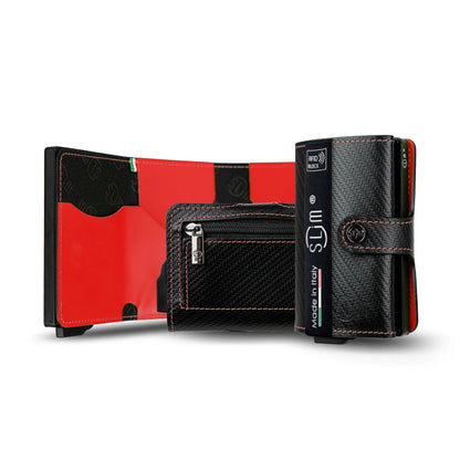 Portafoglio SLIM CARBON NERO&ROSSO