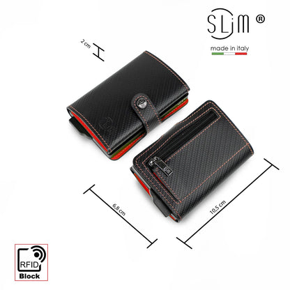 Portafoglio SLIM CARBON NERO&ROSSO